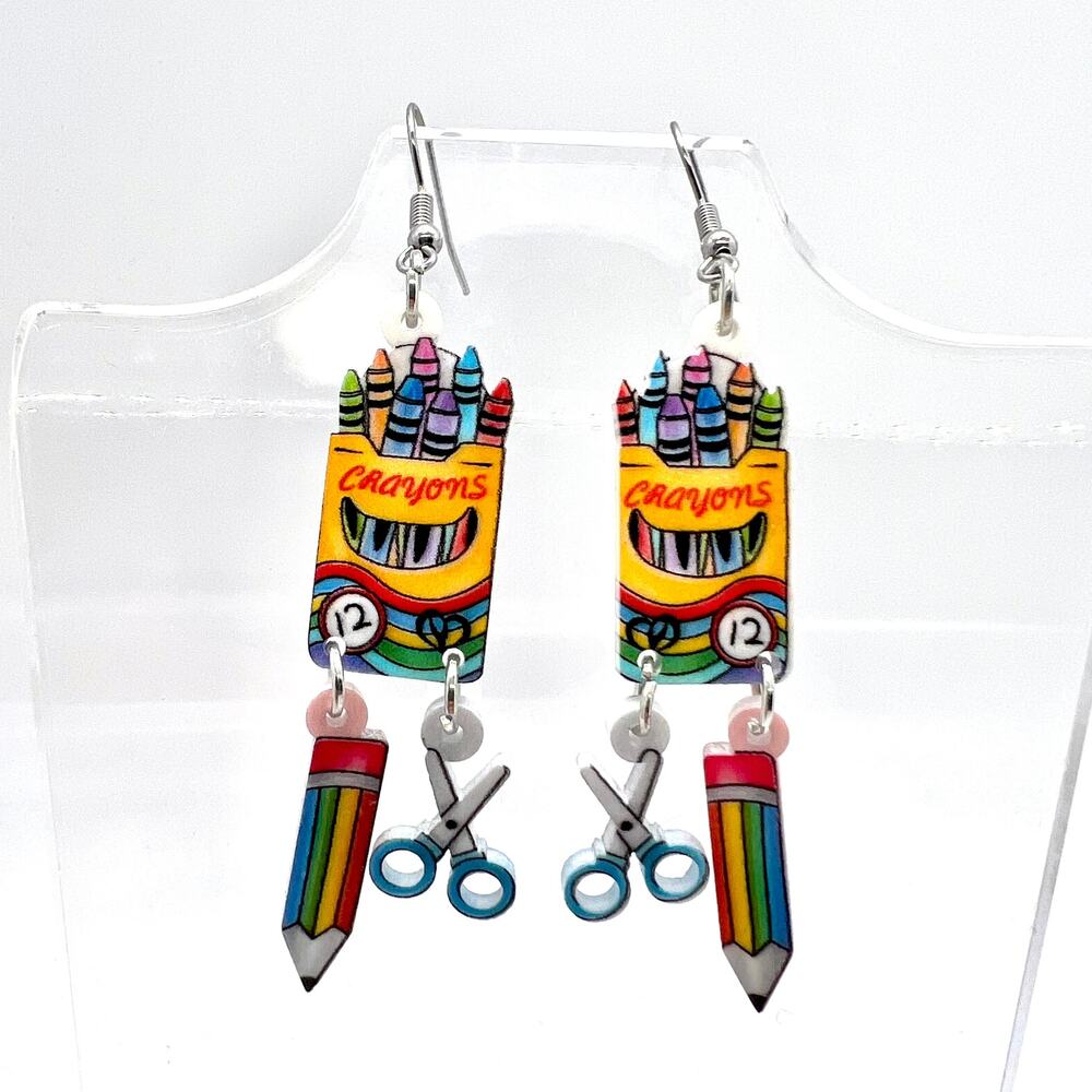 Teacher Earrings - Back To School Accessories - Gifts for Teachers - Crayon Ear